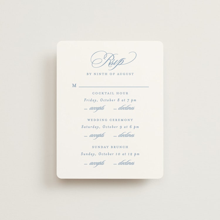"Aristocratic" - Multi-Event RSVP Cards in Sky by Creo Study - Front
