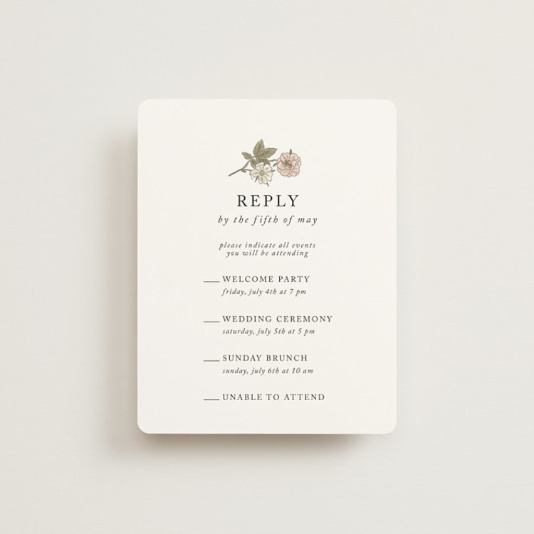 "Vintage Roses" - Multi-Event RSVP Cards in Snow by Tara Grangroth - Front
