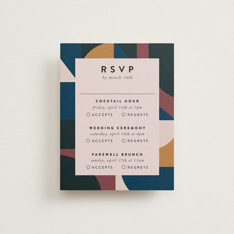 "Abstract Jewels" - Multi-Event RSVP Cards in Noir by Maria Alou - Front