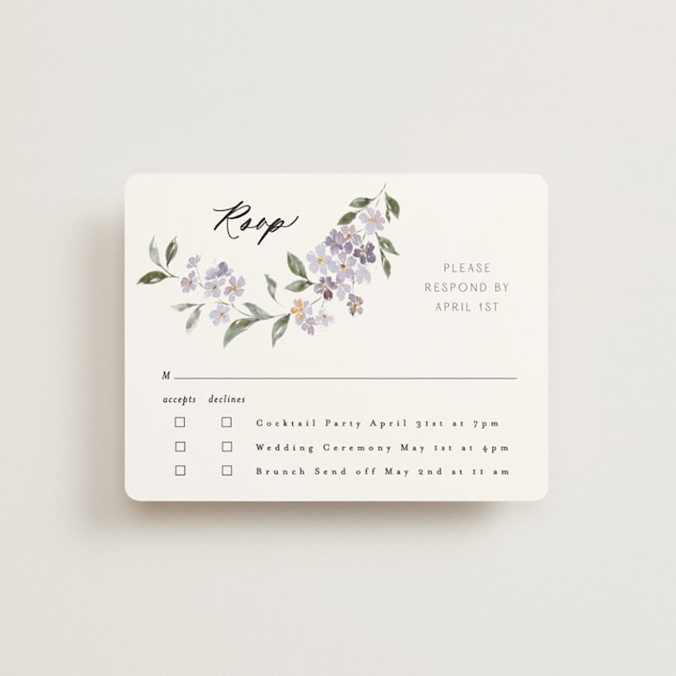 "Sweeping Vine" - Multi-Event RSVP Cards in Periwinkle by Itsy Belle Studio - Front