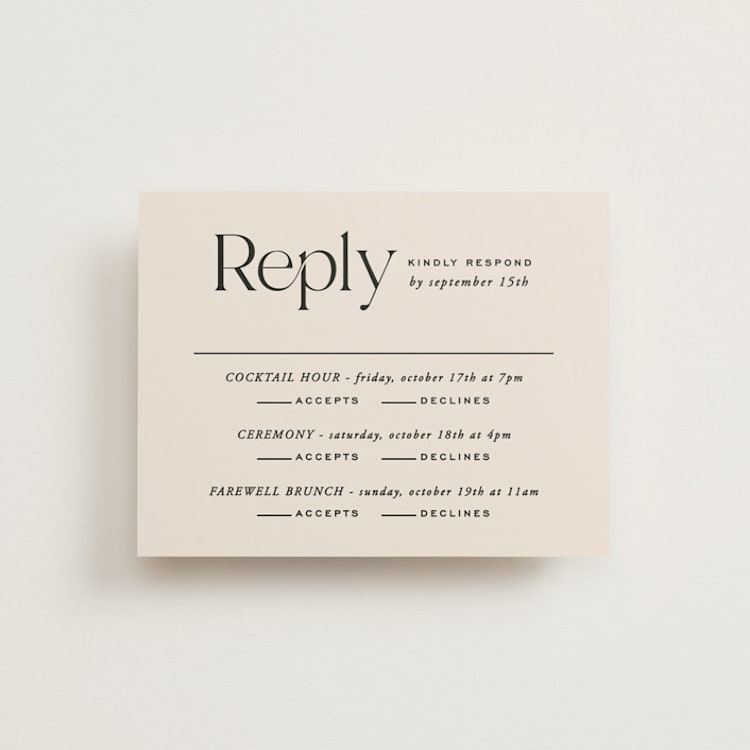 "Ivy" - Multi-Event RSVP Cards in Ecru by Carly Reed Walker - Front