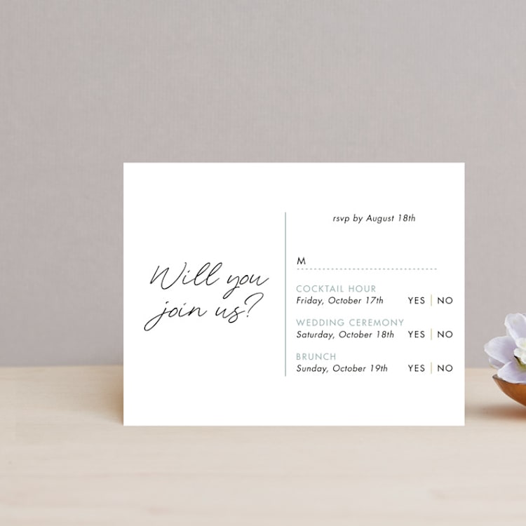 "Postale" - Multi-Event RSVP Cards in Ebony by Ann Gardner - Front