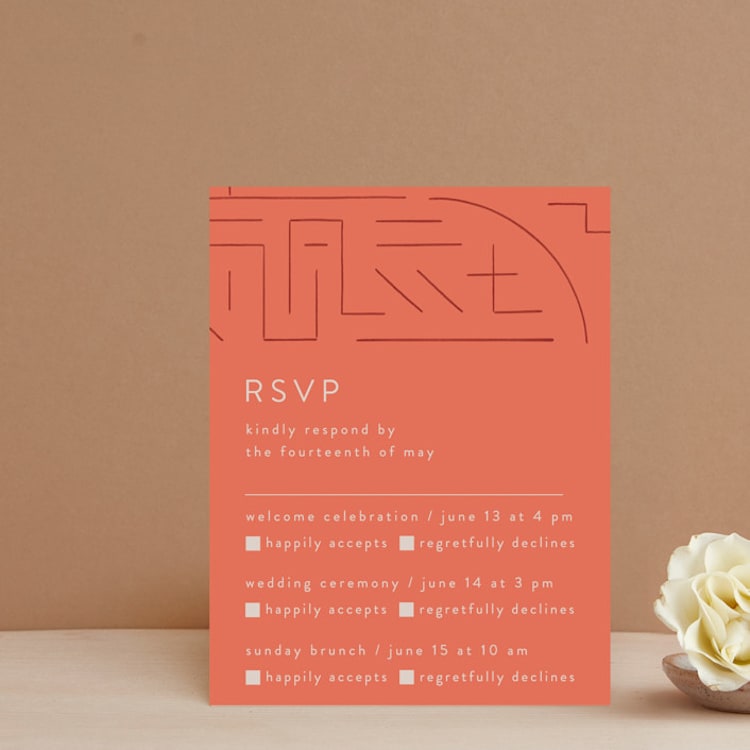 "Lines" - Multi-Event RSVP Cards in Melon by JeAnna Casper - Front
