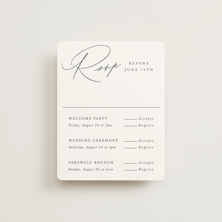 "Scripted Names" - Multi-Event RSVP Cards in Pearl by Hooray Creative - Front