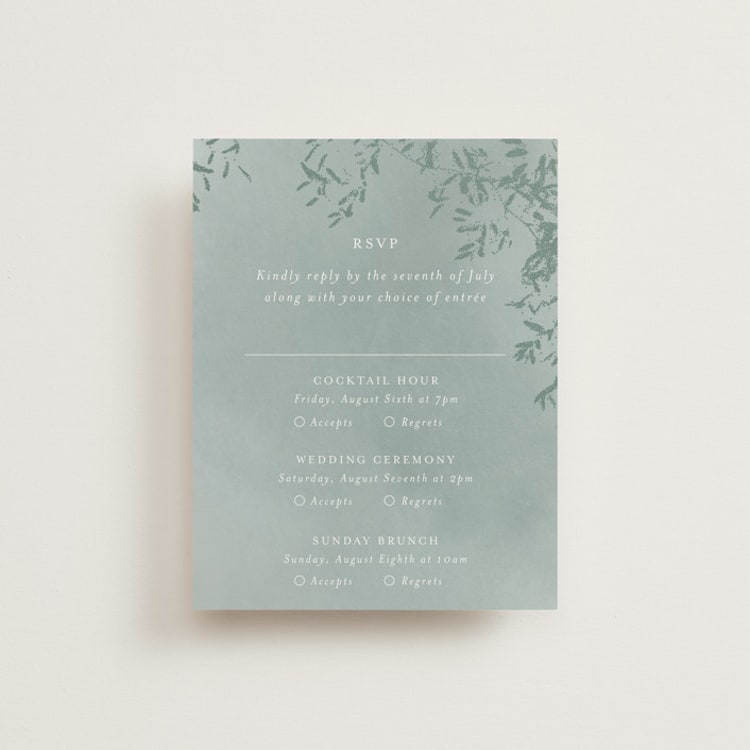 "Cascading Vine" - Multi-Event RSVP Cards in Mist by Design Lotus - Front