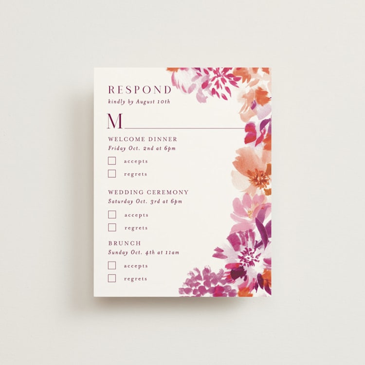 "veranda" - Multi-Event RSVP Cards in Merlot by Angela Marzuki - Front