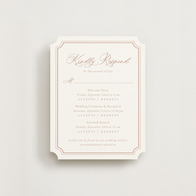 "Avery" - Multi-Event RSVP Cards in Dusty Pink by Jennifer Postorino - Front