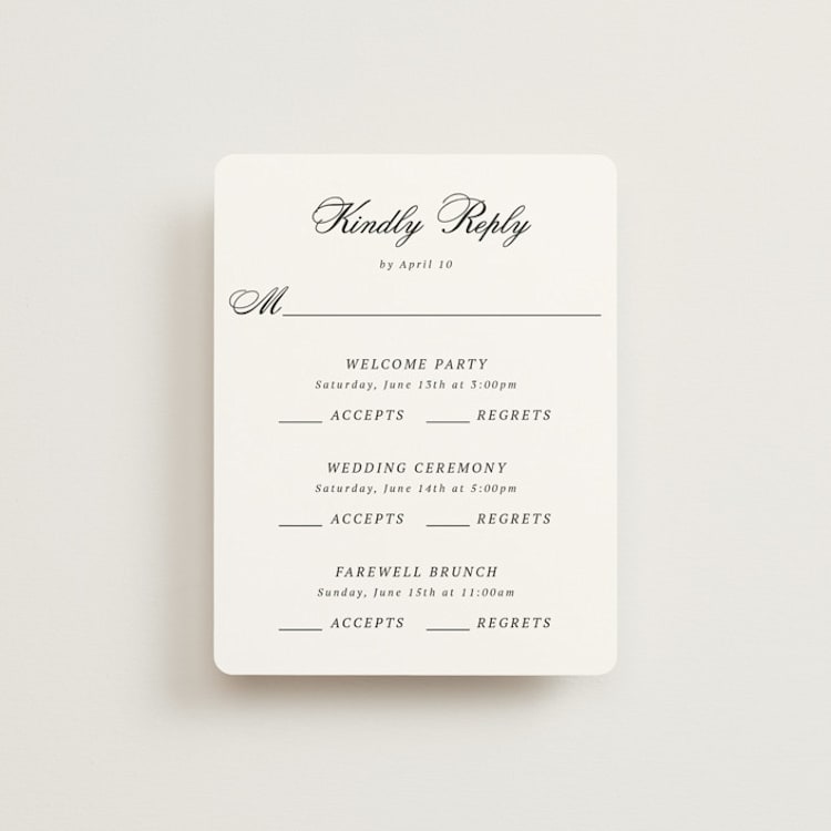 "Chic Union" - Multi-Event RSVP Cards in Mystic Raven by Cass Loh - Front