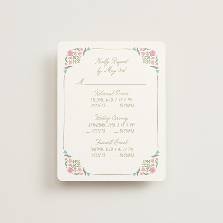 "Folk Garden" - Multi-Event RSVP Cards in Garden by Creo Study - Front