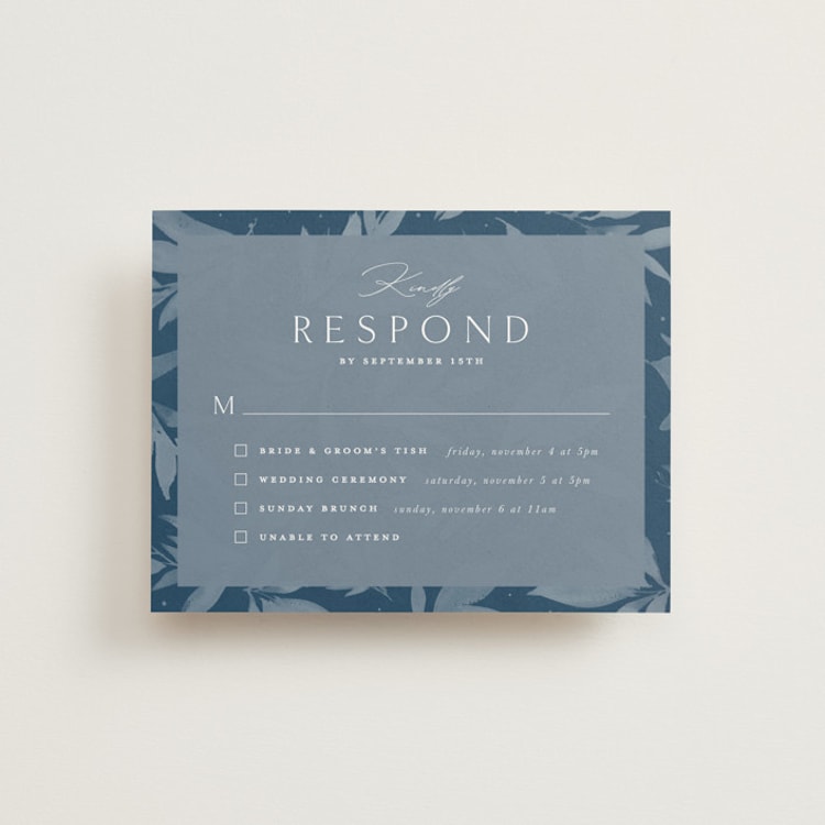 "Linen" - Multi-Event RSVP Cards in Midnight by Ashley Rosenbaum - Front