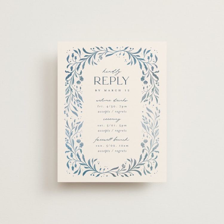 "Porcelain" - Multi-Event RSVP Cards in Delft Blue by Ashley DeMeyere - Front