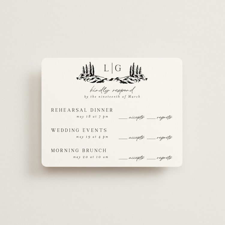 "Countryside Villa" - Multi-Event RSVP Cards in Noir by Shiny Penny Studio - Front