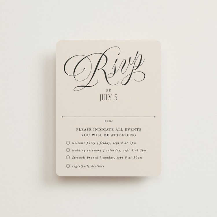 "Mirin" - Multi-Event RSVP Cards in Linen by Kate Ahn - Front