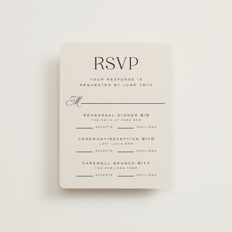 "Galleria" - Multi-Event RSVP Cards in Onyx by Laura Hankins - Front