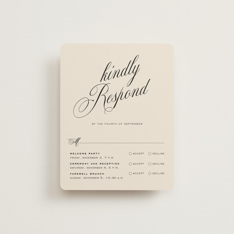 "Modern Romance" - Multi-Event RSVP Cards in Almond by Eric Clegg - Front