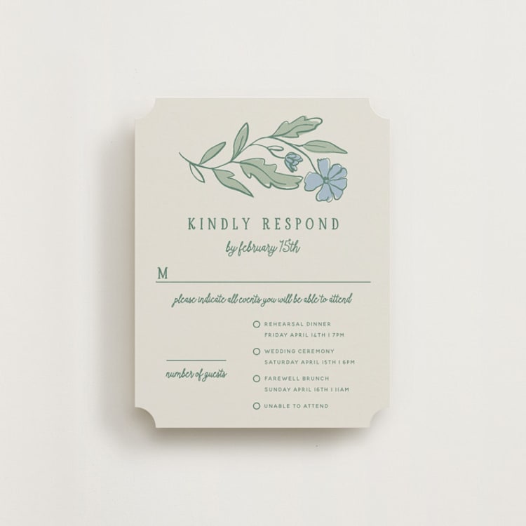 "Botanical" - Multi-Event RSVP Cards in Garden by Kelly Watkins - Front