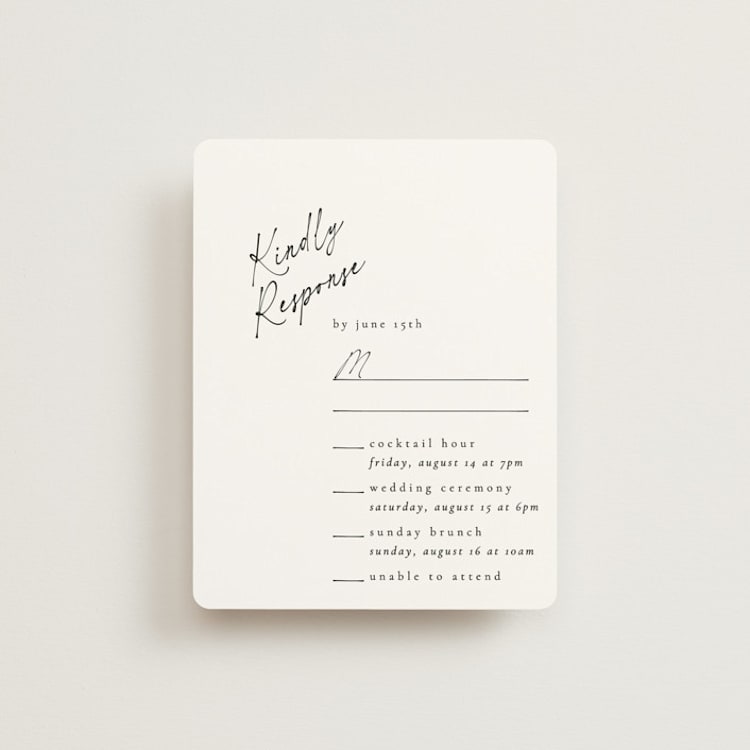 "Scripted Elegance" - Multi-Event RSVP Cards in Linen by Ana de Sousa - Front