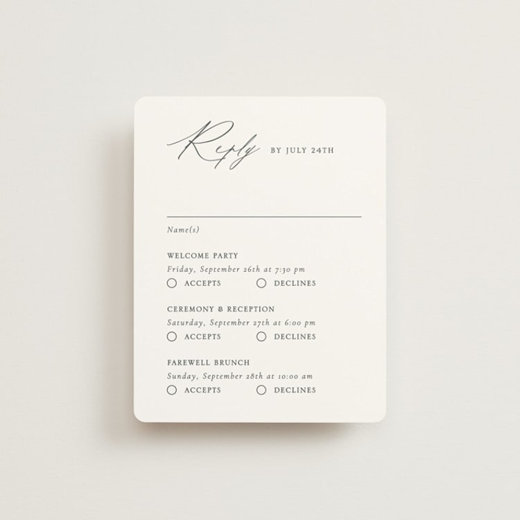 "Contemporary" - Multi-Event RSVP Cards in Cotton by Vanessa Doyle - Front