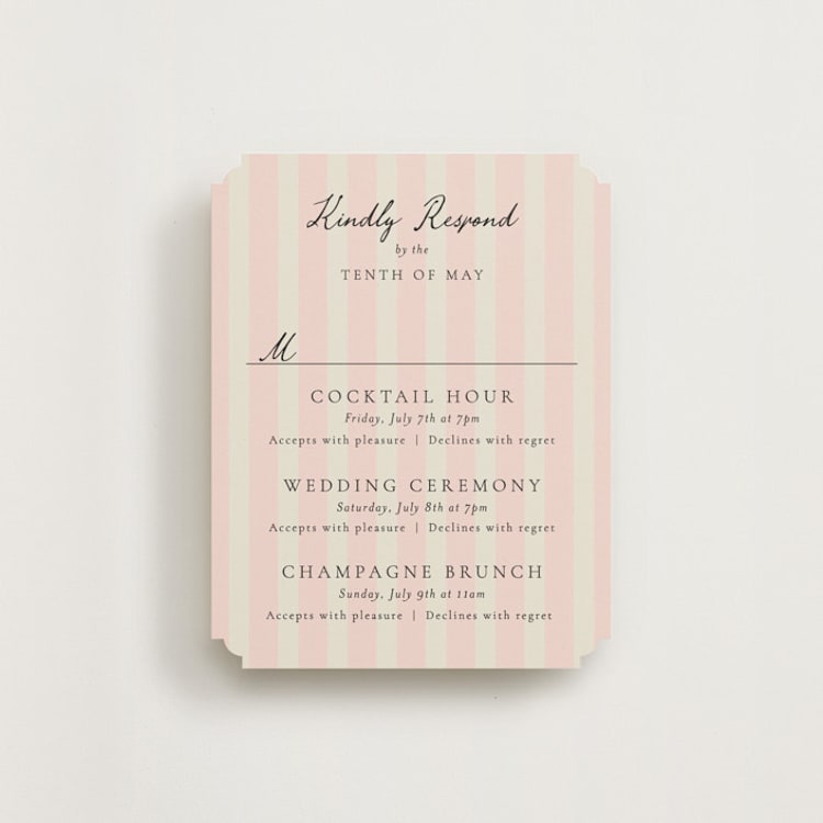 "Hand Illustrated Crest" - Multi-Event RSVP Cards in Peony by Jackie Crawford - Front