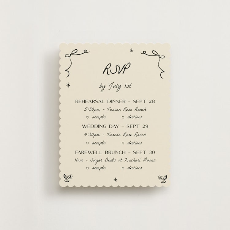 "Roses" - Multi-Event RSVP Cards in Vanilla by Ani Somi - Front