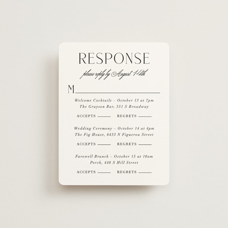 "Grand Scale" - Multi-Event RSVP Cards in Caviar by Olivia Raufman - Front