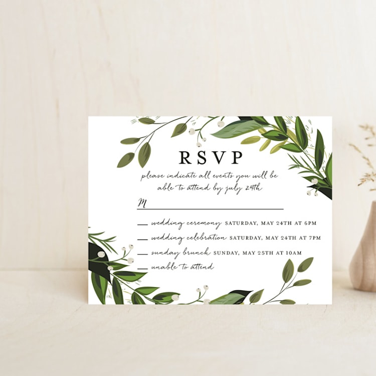 "Vines of Green" - Multi-Event RSVP Cards in Fern by Susan Moyal - Front