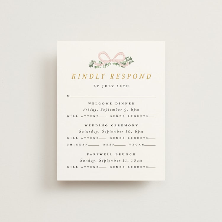 "Ribbonly Frame" - Multi-Event RSVP Cards in Blush by Itsy Belle Studio - Front