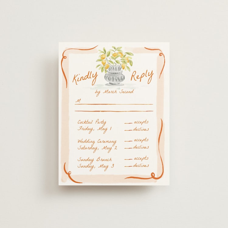 "Giardino" - Multi-Event RSVP Cards in Flame by Pati Cascino - Front
