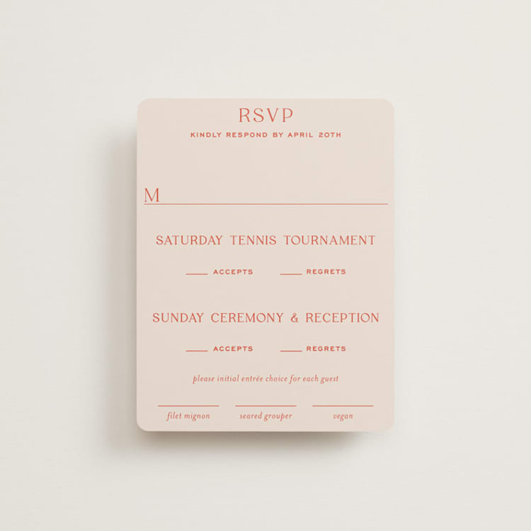 "Racquet" - Multi-Event RSVP Cards in Verona Sunset by Megan Davis - Front