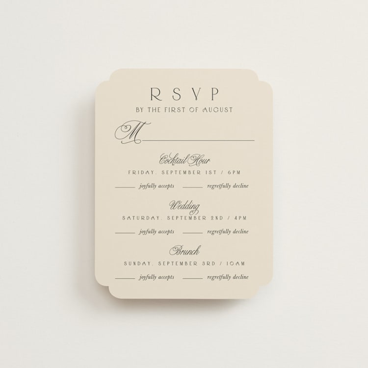 "Refined Beauty" - Multi-Event RSVP Cards in Cream by Stacey Day - Front