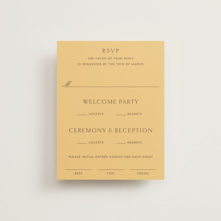 "Bocce" - Multi-Event RSVP Cards in Melon by Megan Davis - Front