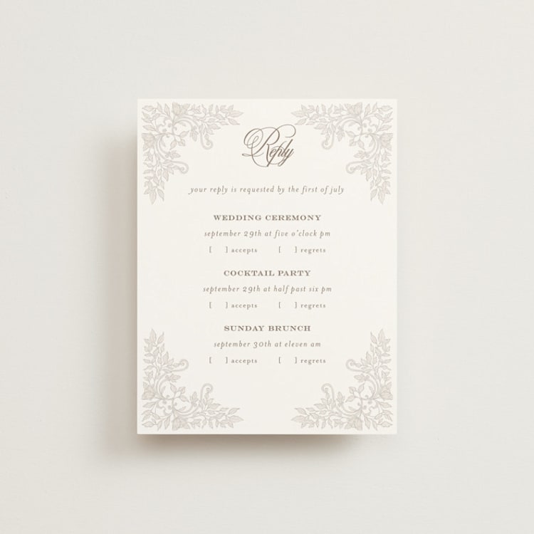 "vintage flourishes" - Multi-Event RSVP Cards in Natural by BR Designs - Front