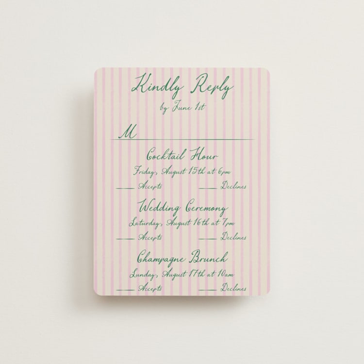 "Whimsical Hand Illustrated Crest" - Multi-Event RSVP Cards in Peony by Jackie Crawford - Front