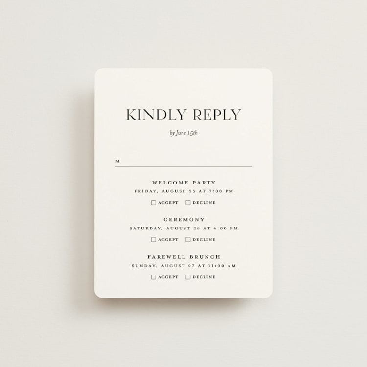 "Have and Hold" - Multi-Event RSVP Cards in Porcelain by Eric Clegg - Front
