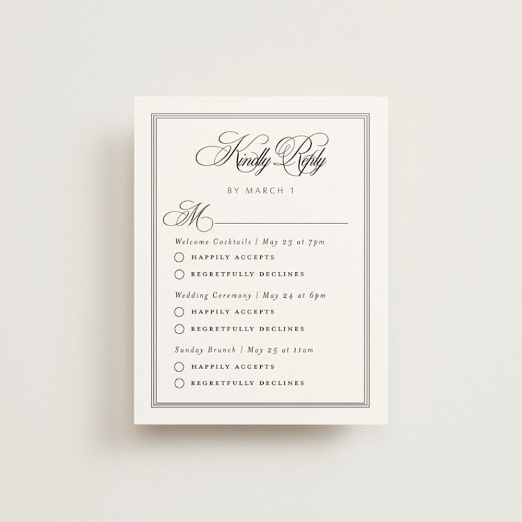 "Black Tie Elegance" - Multi-Event RSVP Cards in Tuxedo by Nicoletta Savod - Front