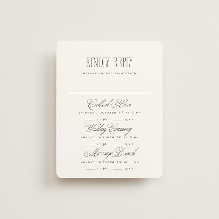 "ris al’amande" - Multi-Event RSVP Cards in Sugar by chocomocacino - Front