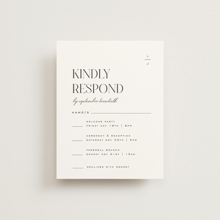 "Clarity" - Multi-Event RSVP Cards in Diamond by Heather Cairl - Front