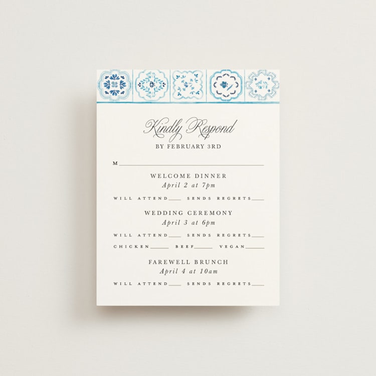 "Almafi" - Multi-Event RSVP Cards in Cerulean by Itsy Belle Studio - Front
