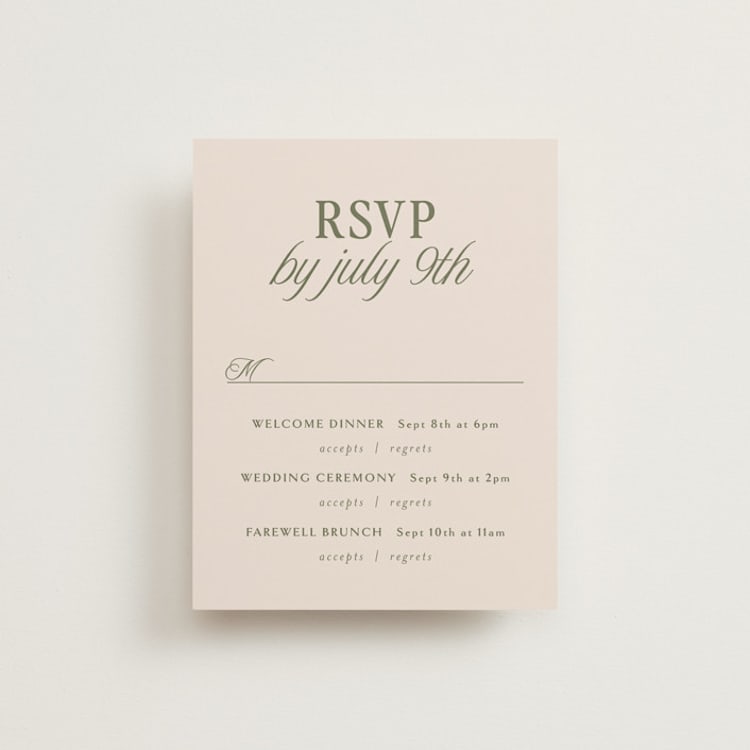 "Soria" - Multi-Event RSVP Cards in Meadow by Melanie Kosuge - Front