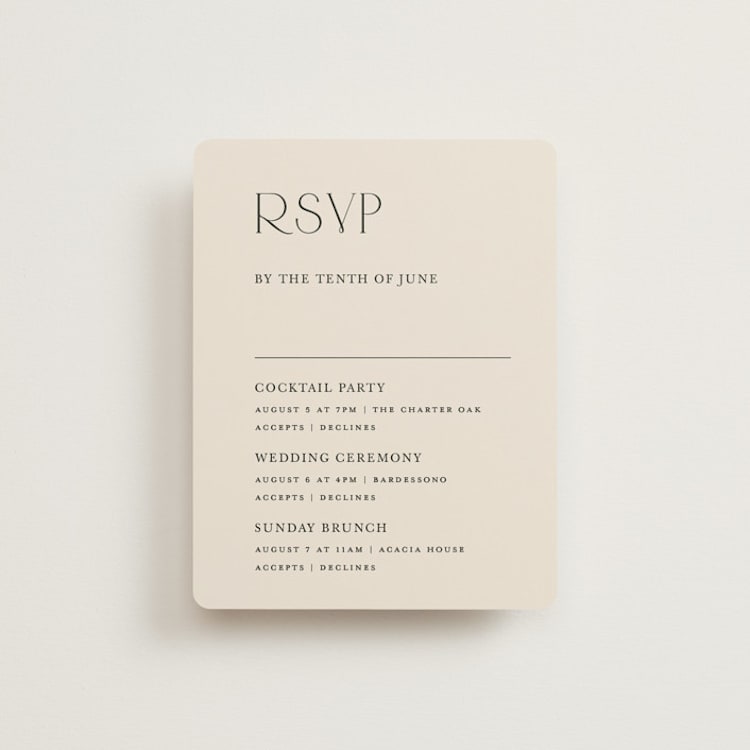"Edge" - Multi-Event RSVP Cards in Linen by Kelly Schmidt - Front