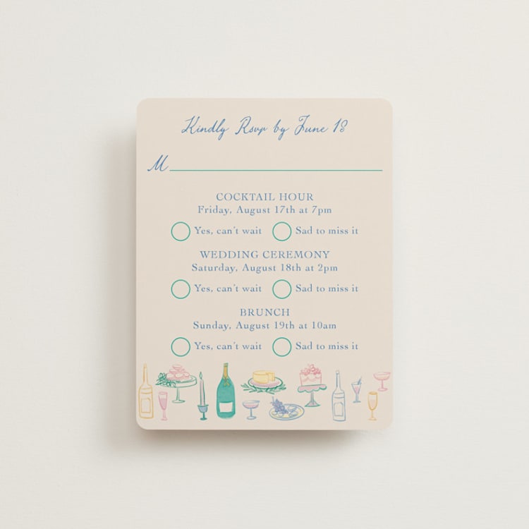 "Dining" - Multi-Event RSVP Cards in Pastel by Elly - Front