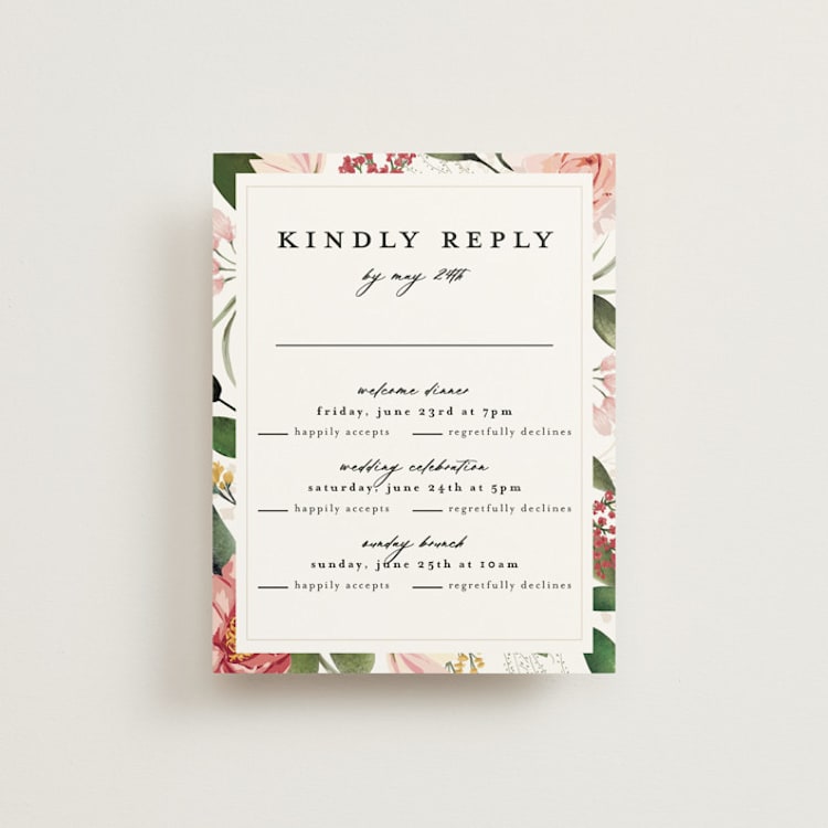 "Blossom" - Multi-Event RSVP Cards in Blush by Susan Moyal - Front