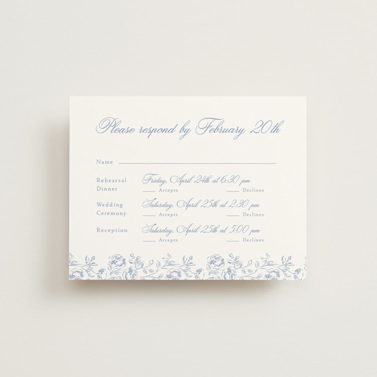 "Constance" - Multi-Event RSVP Cards in Sky by Robert and Stella - Front