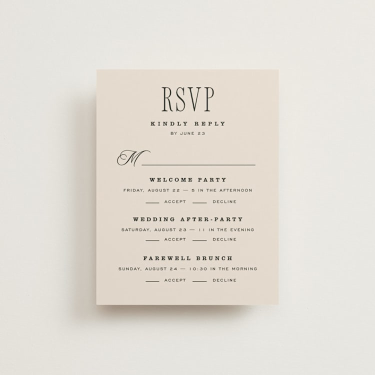 "Linea" - Multi-Event RSVP Cards in Noir by Pixel and Hank - Front