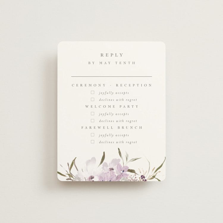 "Meadow Burst" - Multi-Event RSVP Cards in Lilac by Grace Kreinbrink - Front