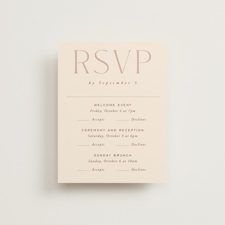 "Moment" - Multi-Event RSVP Cards in Rose by Erin German - Front