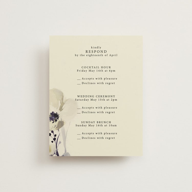 "Linen and Cloth" - Multi-Event RSVP Cards in Almond by Peony Rose Design - Front