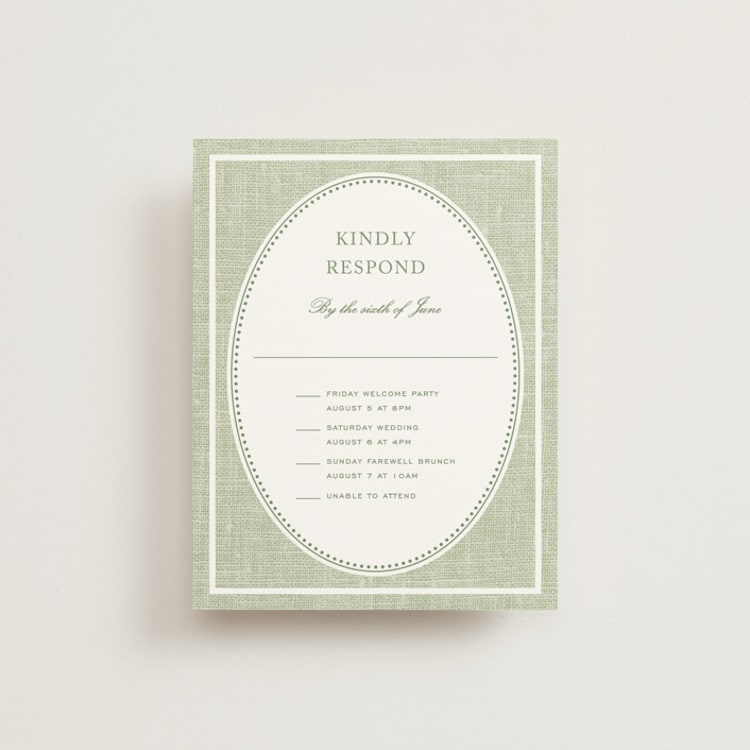 "Summer Linen" - Multi-Event RSVP Cards in Garden by Kelly Schmidt - Front