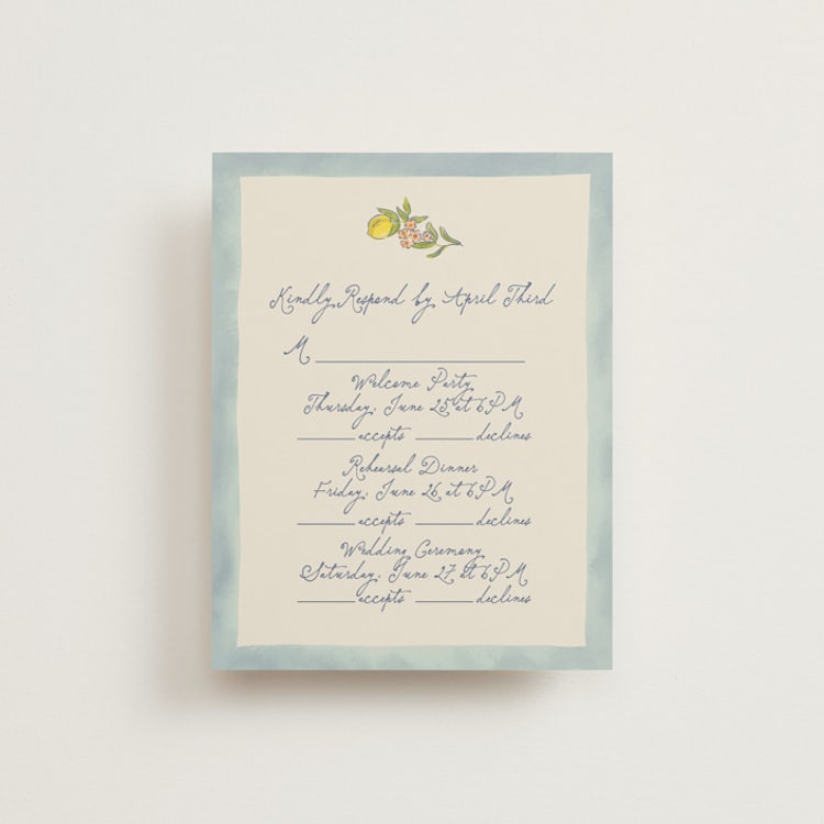 "Amalfi Coast Wedding" - Multi-Event RSVP Cards in Aqua by Chris Griffith - Front