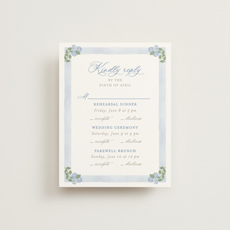 "Pillowy border" - Multi-Event RSVP Cards in Ocean by Creo Study - Front